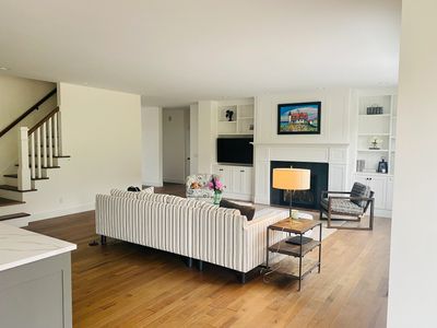 Freshly painted kitchen and living room area