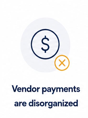 Icon indicating disorganized vendor payments.