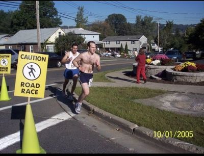 Two OctoberFast athletes battle it out in the 10,000 meter race in October 2005