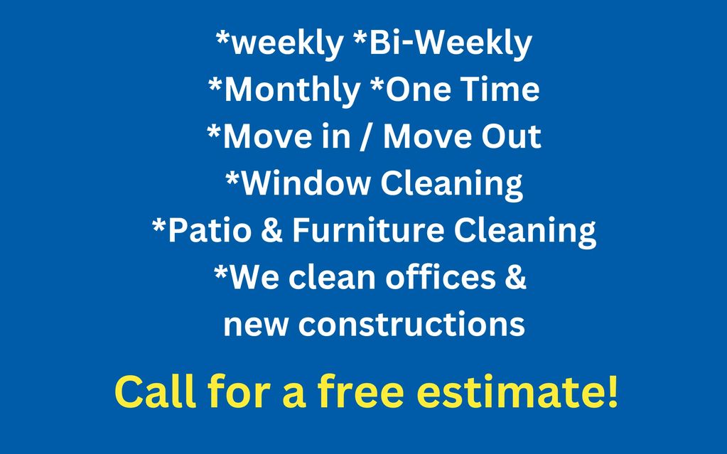 Types of cleaning, free estimates for cleaning services.