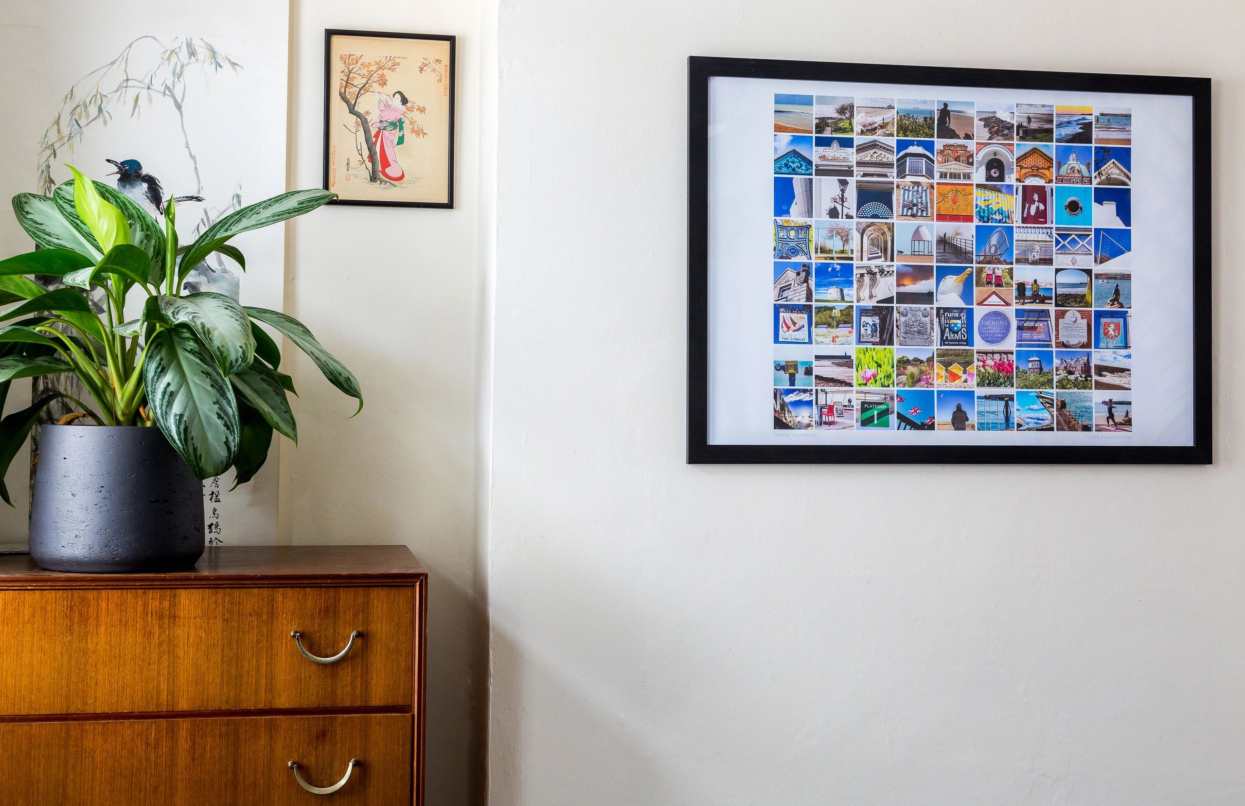 The I love Folkestone photo montage adding a splash of colour in this Folkestone bedroom. 