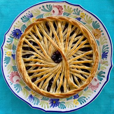 Blueberry Pie with Pinwheel lattice top