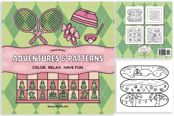Adventures & Patterns Coloring Book by GravyFluffyArt