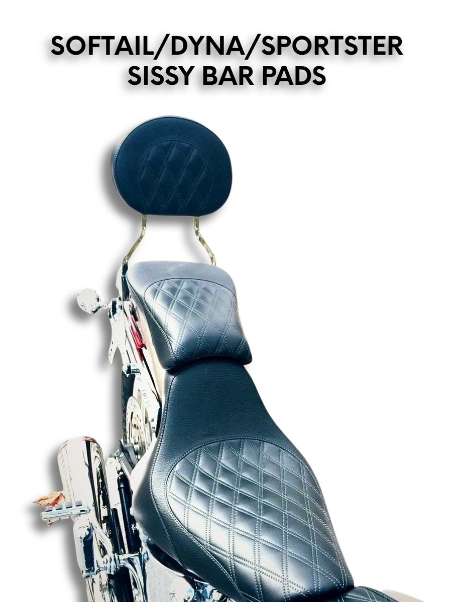 SOFTAIL/DYNA/SPORTSTER SISSY BAR PADS *SELECT MATERIALS & DESIGN