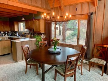 Dining area with round table for six