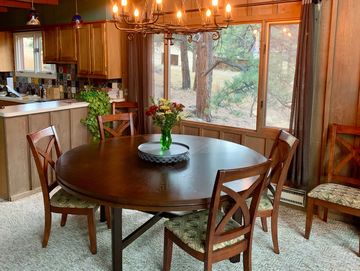 Dining area with round table for six