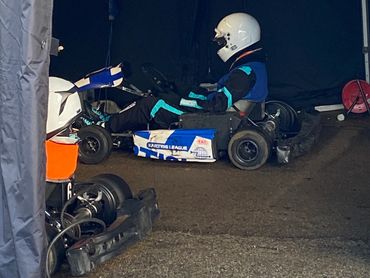 Whilton Mill, Spencer waits for the assessment in the pouring rain.