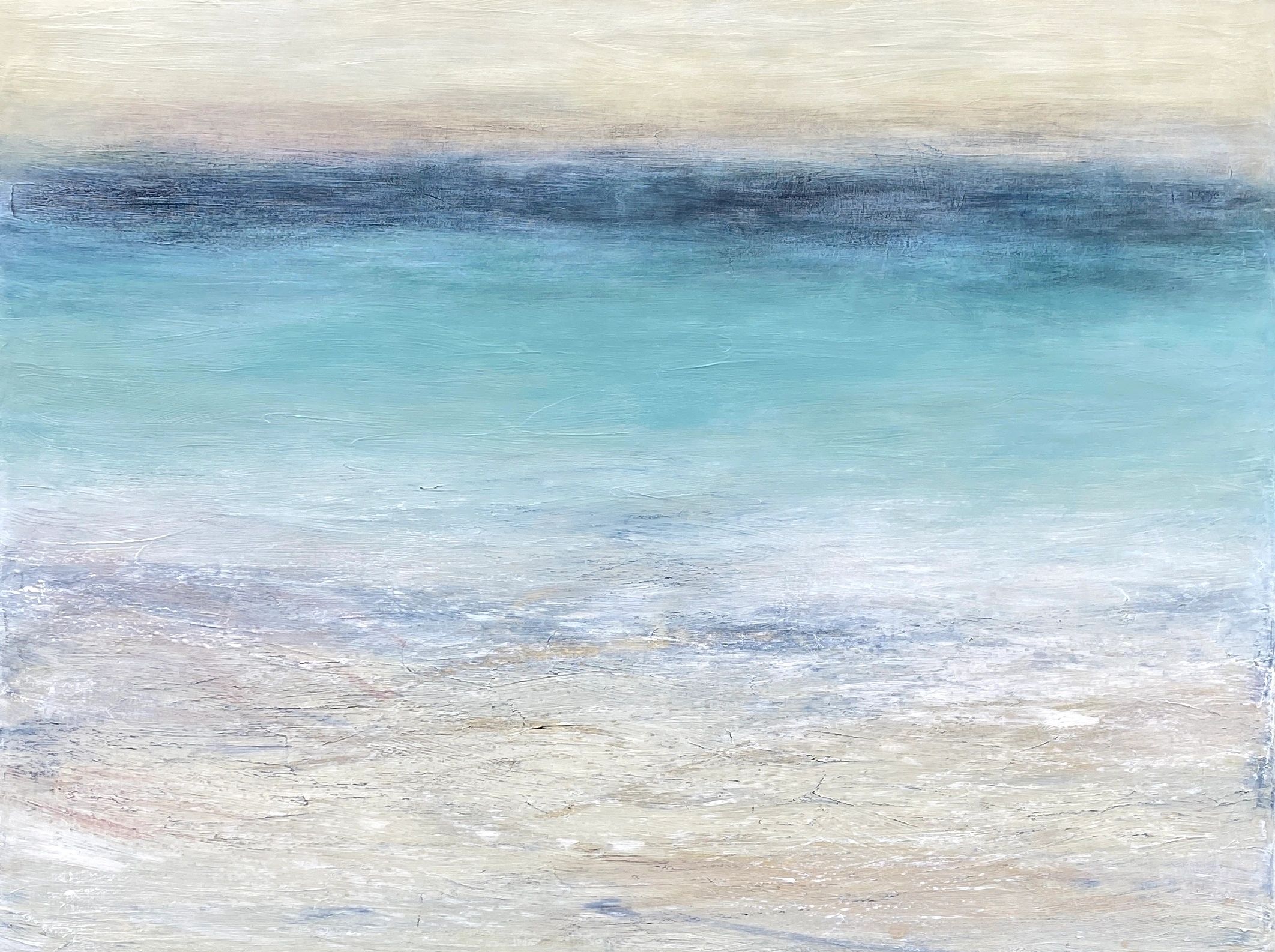 A really large canvas depicting what it is like to be by the sea, colours of the sea in St Ives, Cor