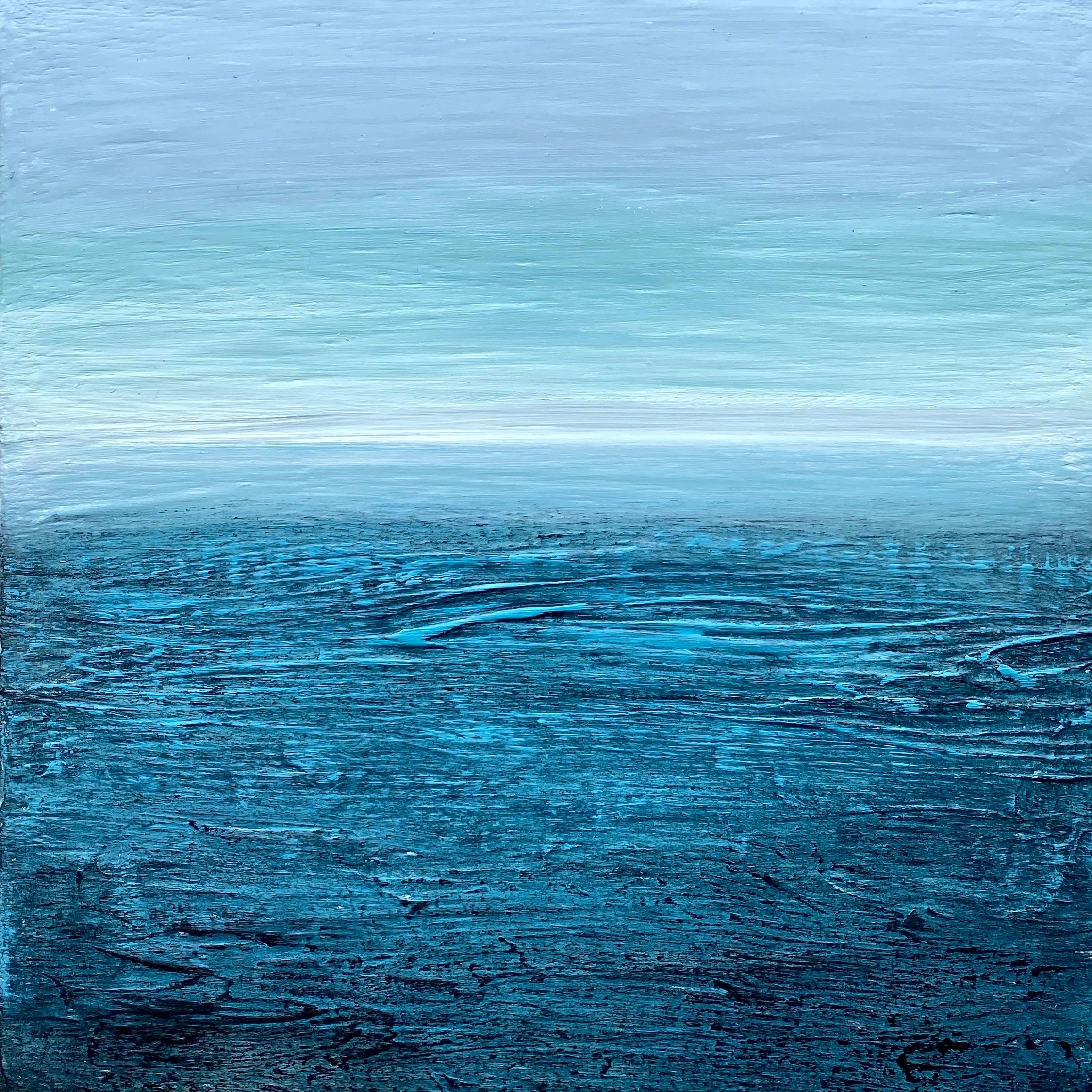 serene painting of the sea, Cornish blue colours