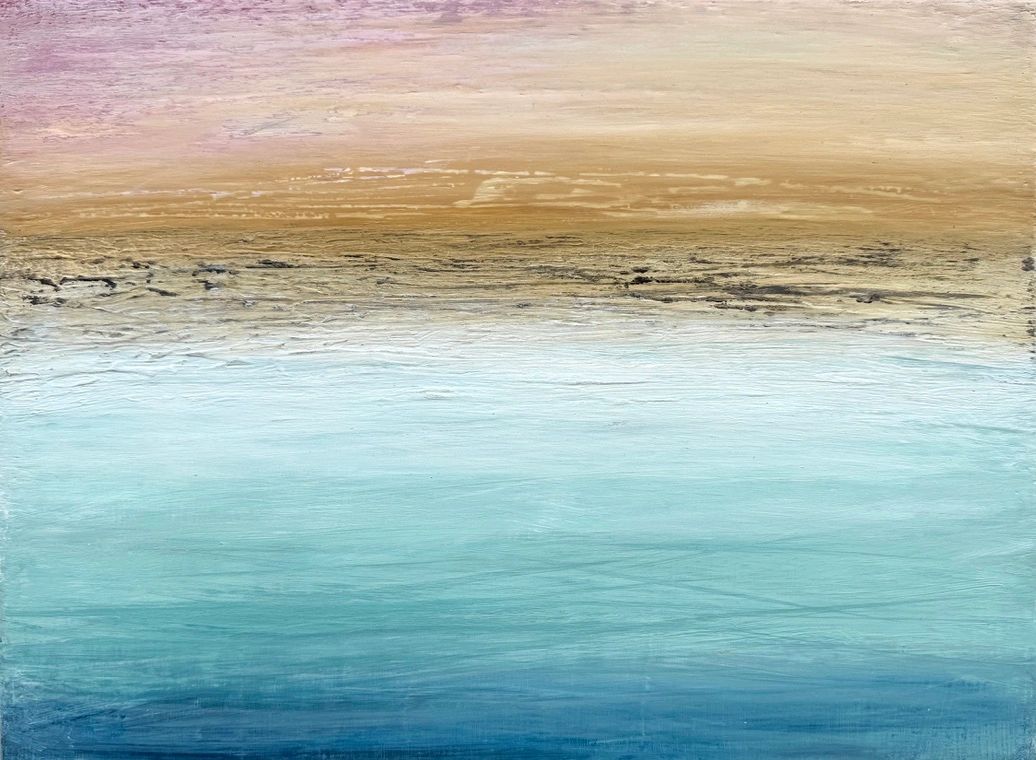 an atmospheric subtle sunset painting