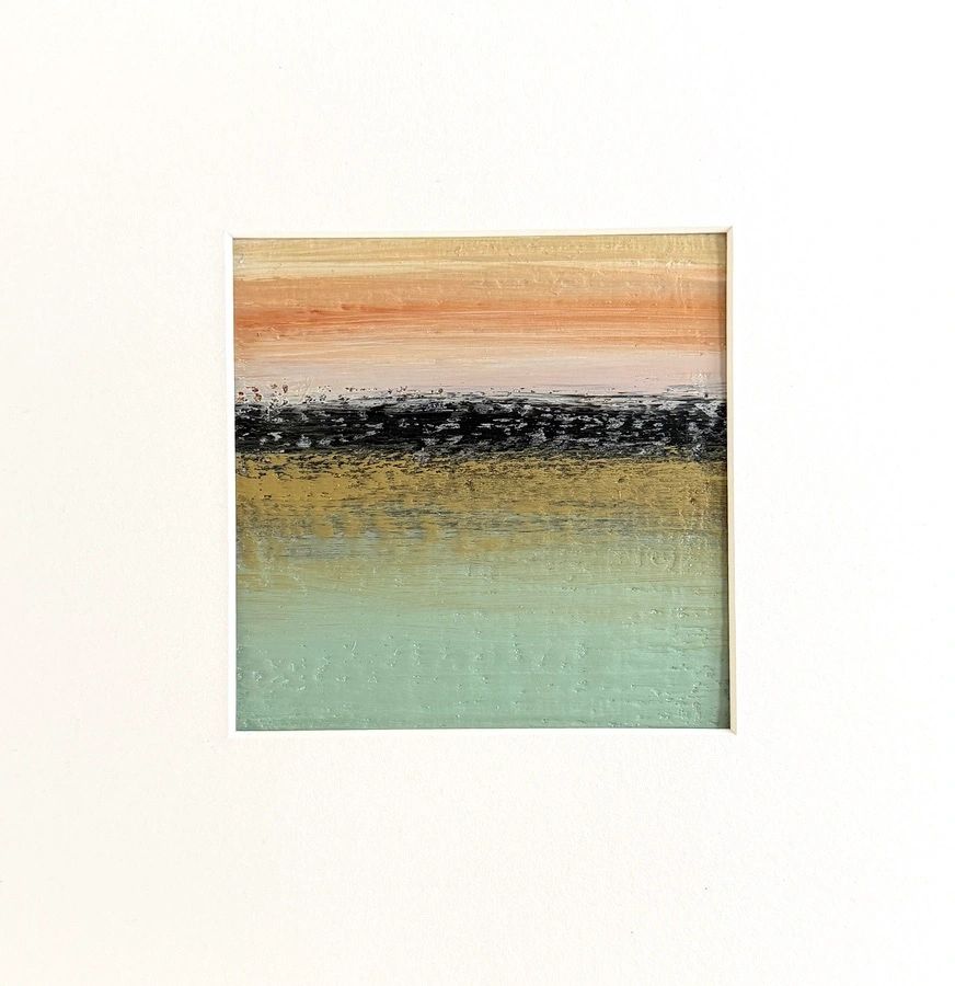 a small sunset and sea painting St Ives