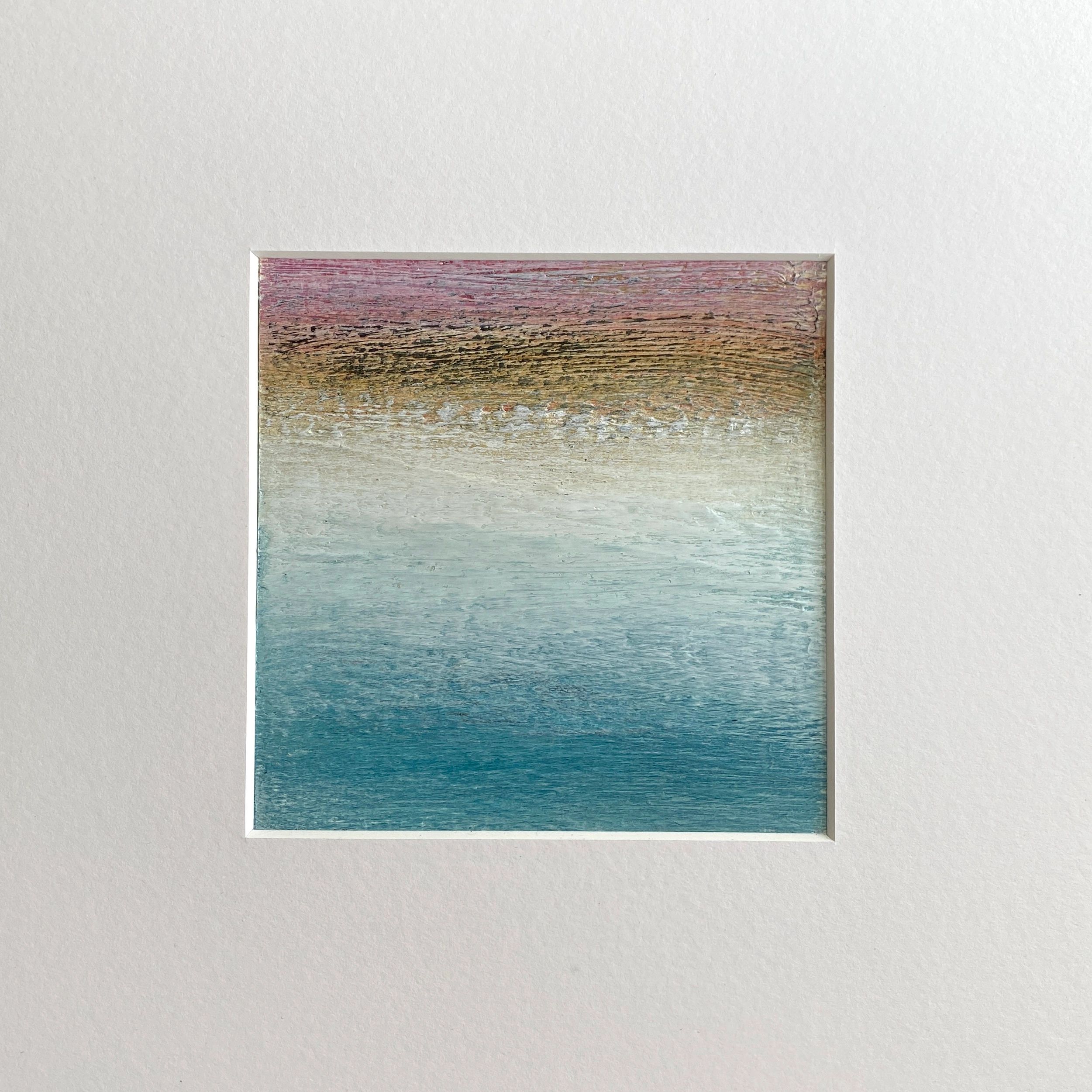 small textured painting of a hazy sunset
