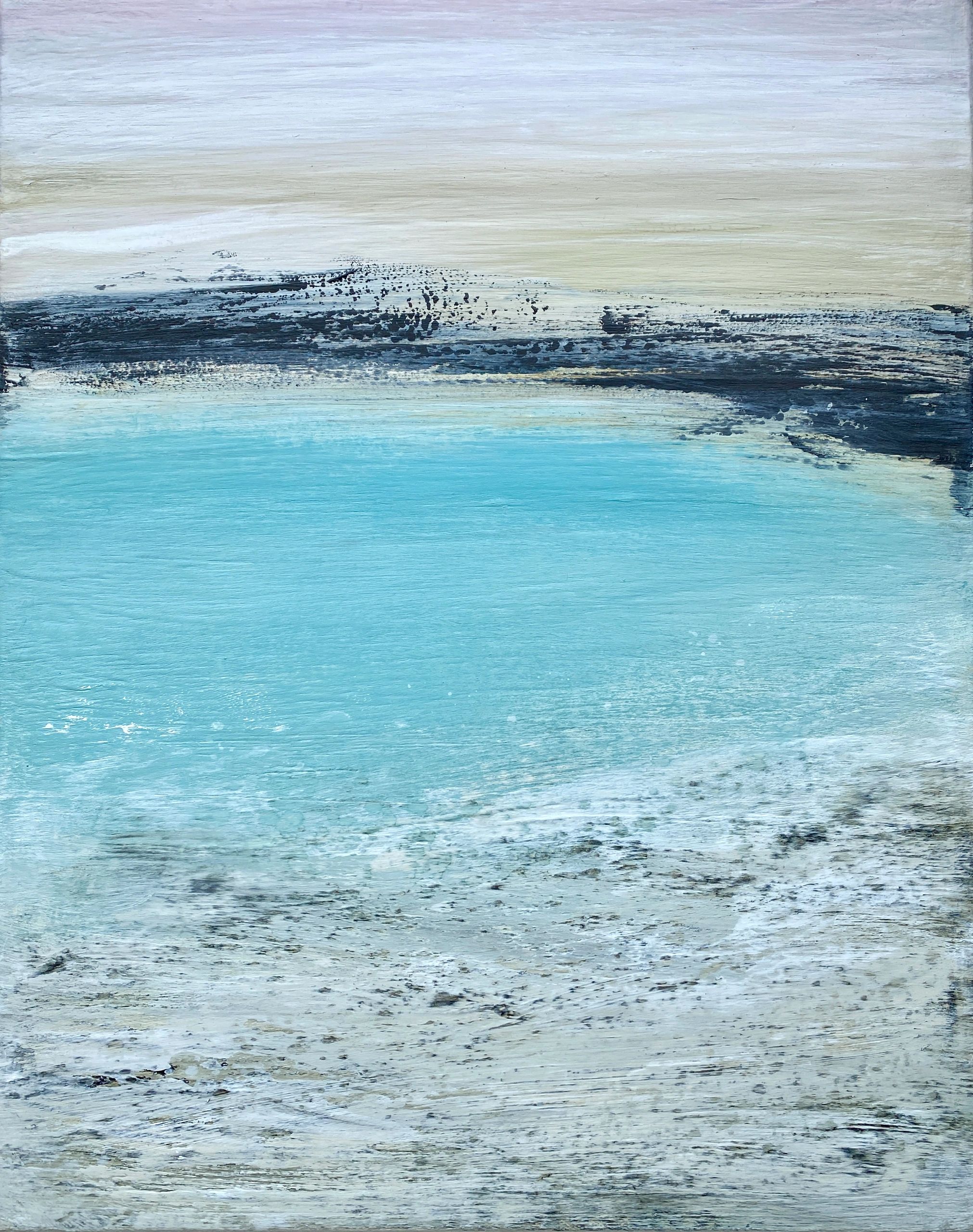 a painting of sea, sand and the colours of St Ives, Cornwall