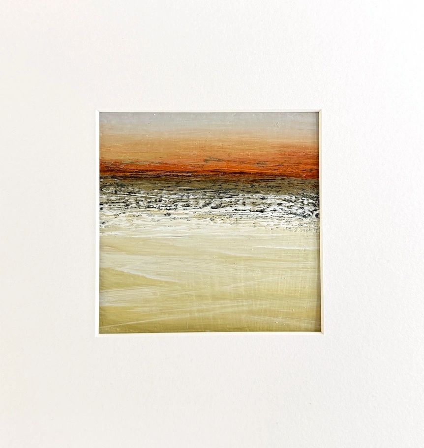 small painting of sunset at golden hour