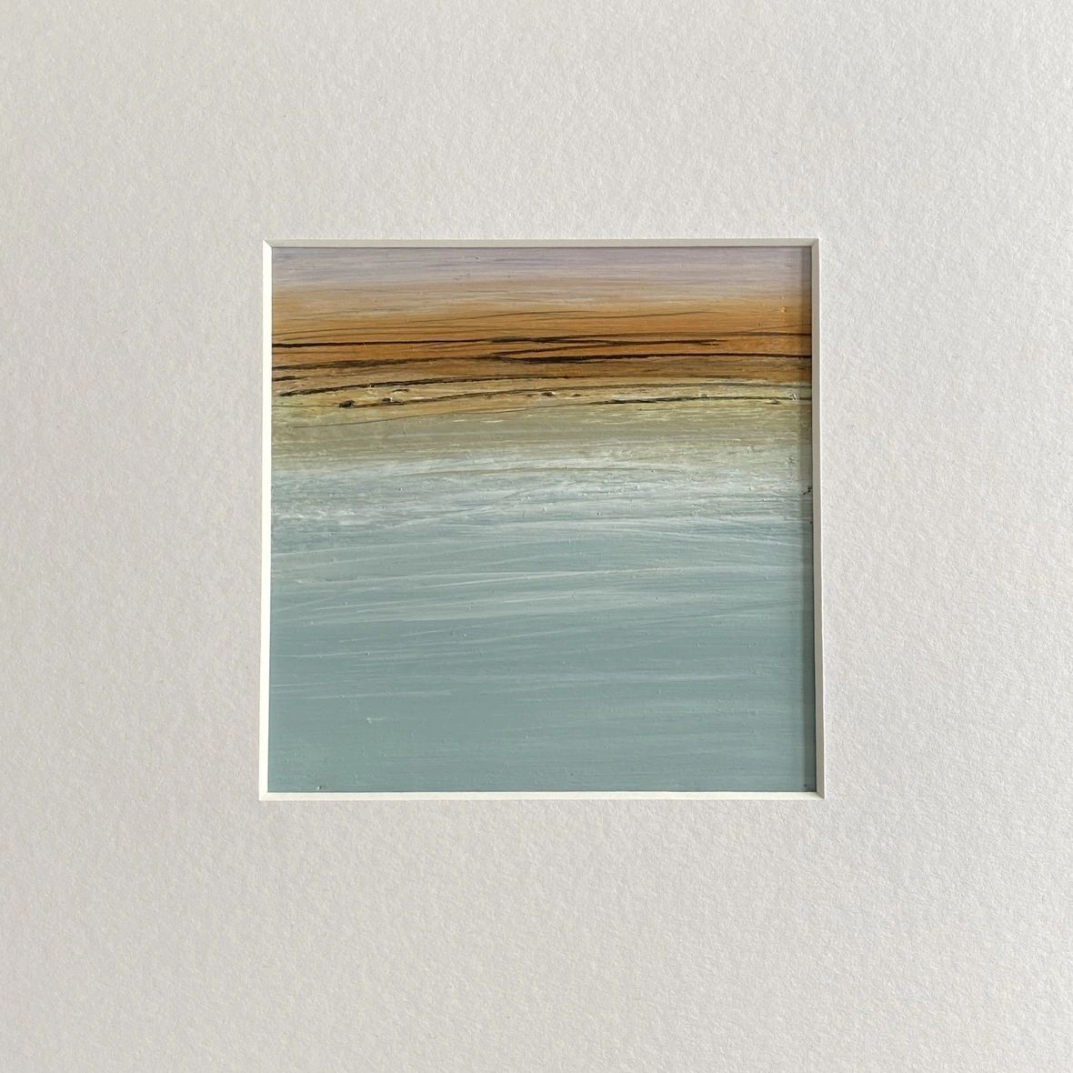 a small painting on paper with colours of sunset & sea, St Ives
