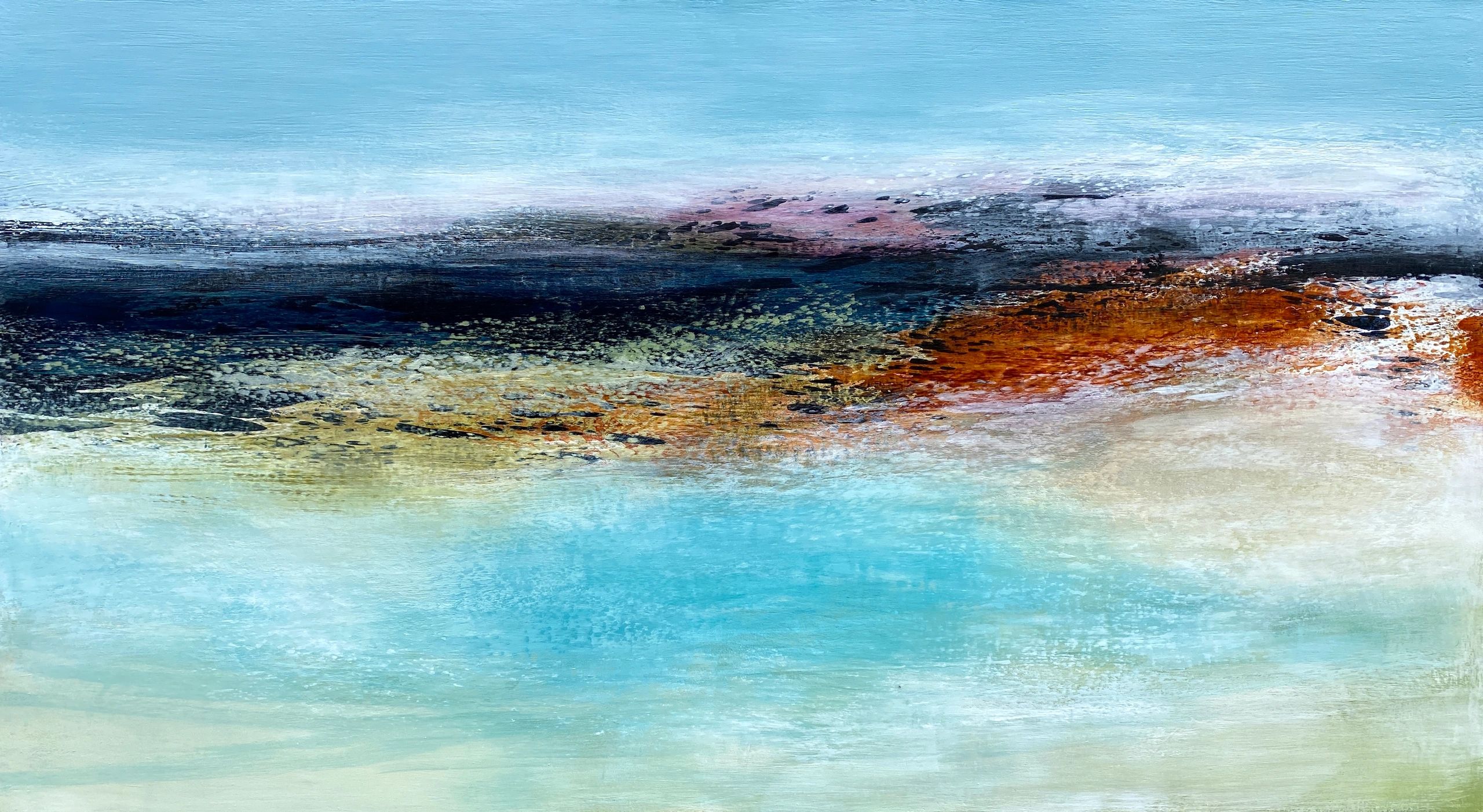 colour full abstract painting, seascape, large canvas