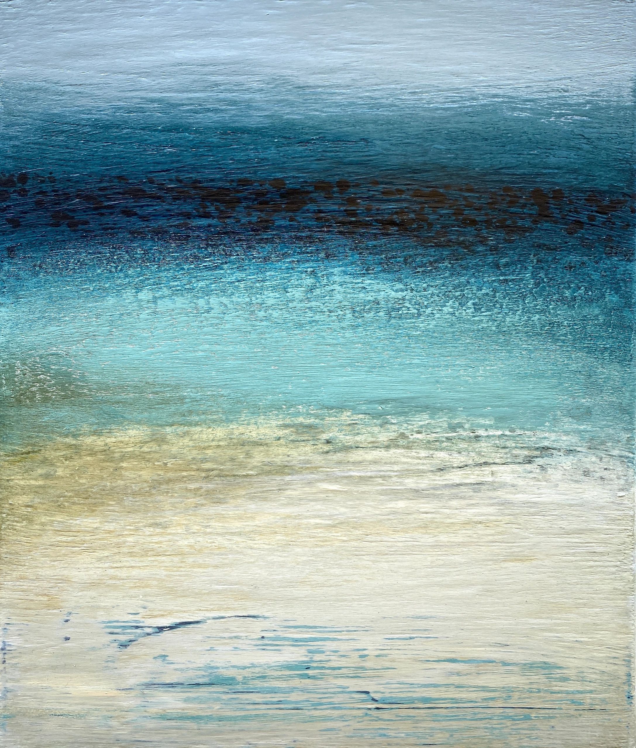 painting of an atmospheric sea and sky, colours of Cornwall