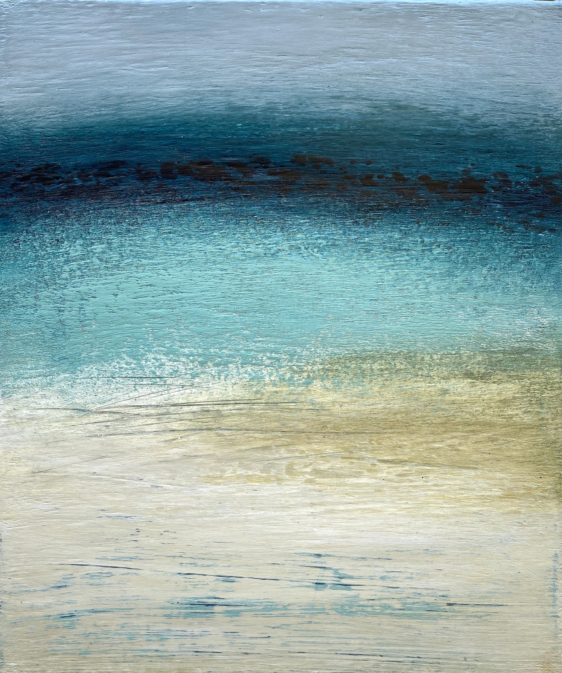 atmospheric painting of sea, sand and sky, Colours of the Cornish sea