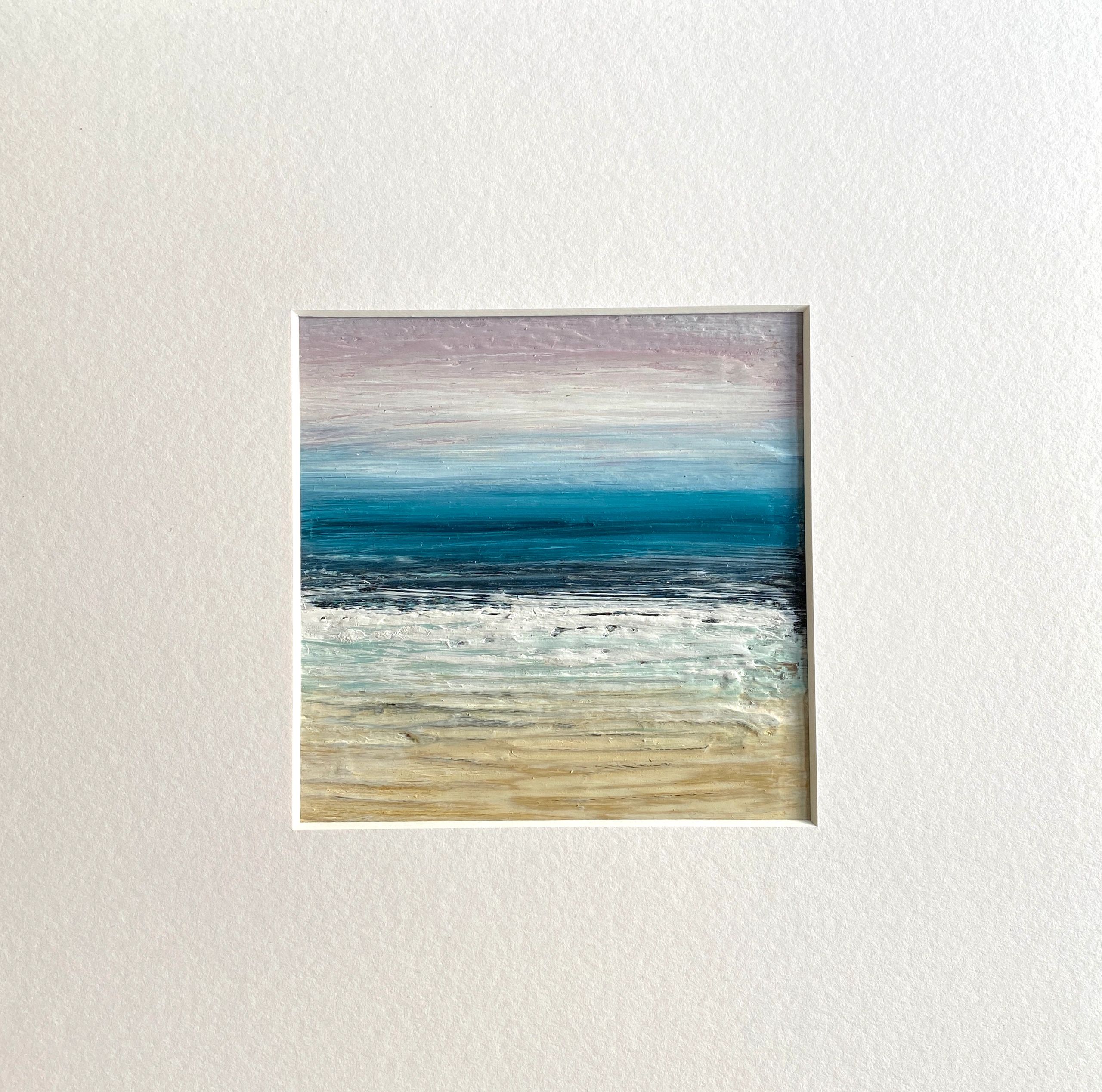 a small painting with colours and textures of the sea, a coastal atmospheric painting
