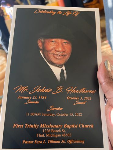 Celebrating The Life of Mr. Johnie B. Hauthorne pamphlet