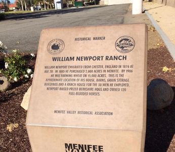 William Newport Ranch Monument
Lazy Creek Park
Menifee, Ca
