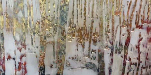 Encaustic Painting of birch trees. Displayed in Encaustic Art Institute permanent museum in Albuquer