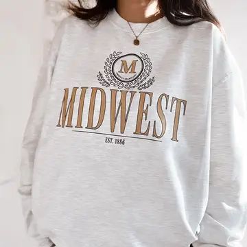 Midwest Vintage Inspired Graphic Sweatshirt - Ash-extra large