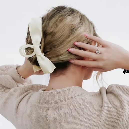 Haven Hair Bow Claw Clip - Cream