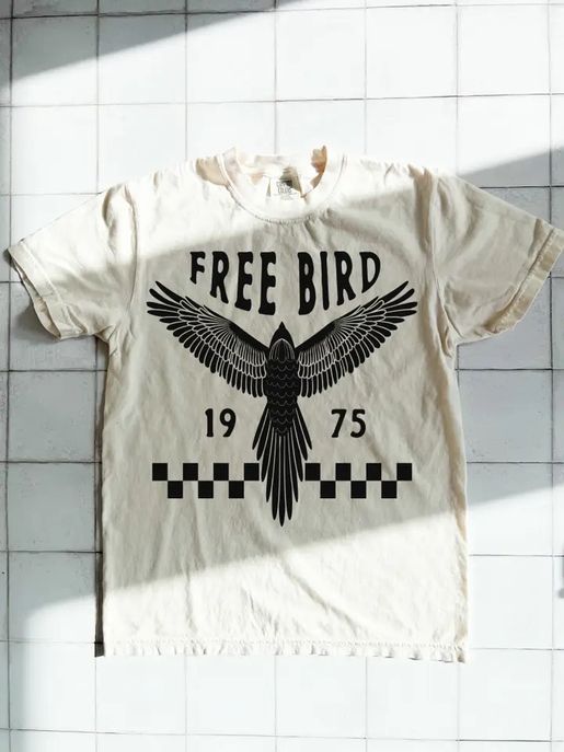 Freebird boho vintage trendy women's tee - Sandstone- Med