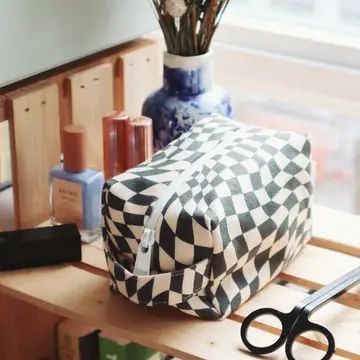 Mini Makeup Bag - Black Checker - Image 2