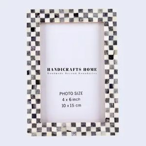 Picture Frame Checkered Grey  4x6 inch
