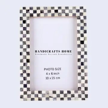 Picture Frame Checkered Grey  4x6 inch