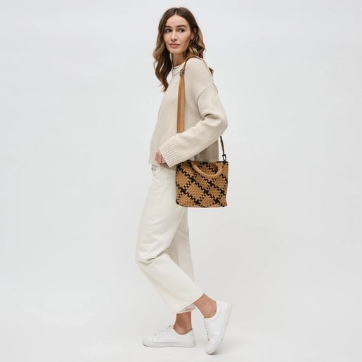 Sky's the Limit - Sand Black Small Woven Neoprene Crossbody