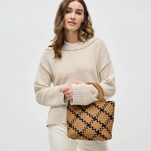 Sky's the Limit - Sand Black Small Woven Neoprene Crossbody - Image 5