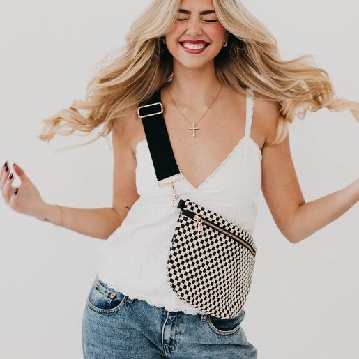 Checker Blk Westlyn Woven Bum Bag