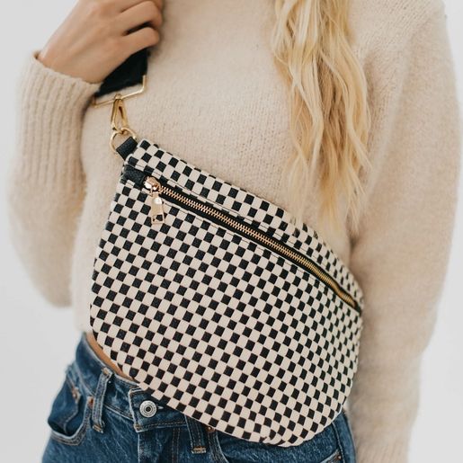 Checker Blk Westlyn Woven Bum Bag - Image 2