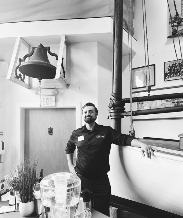 Matt bartending at Herreshoff museum 