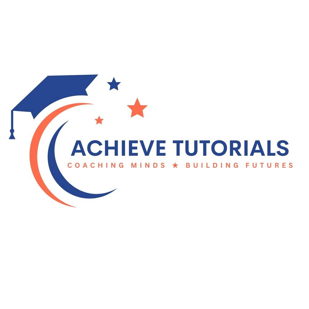 Logo of Achieve Tutorials with graduation cap and stars.