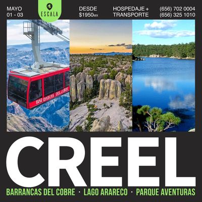 Adventure trip to Creel with scenic landscapes and cable car rides.