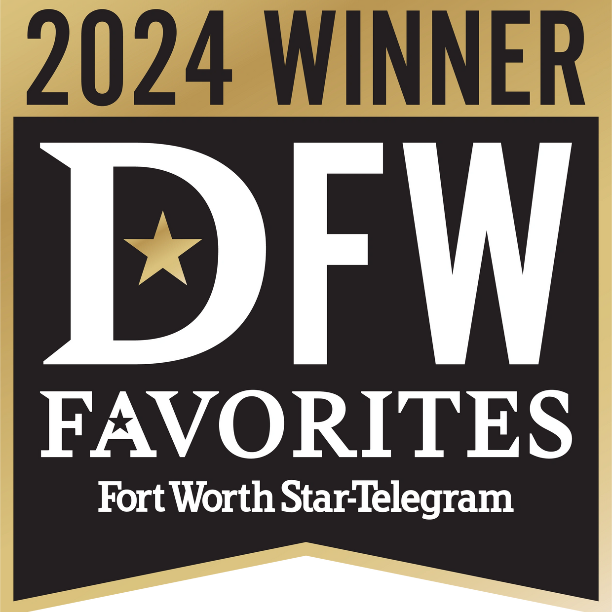 DFW Favorites Fort Worth Star-Telegram First place Gold best in DFW award decal.