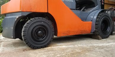 New forklift tires installed