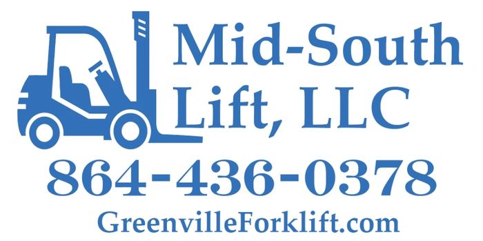 Forklift logo for Mid-South Lift, LLC with website greenvillefoklift.com and 864-436-0378 for sales