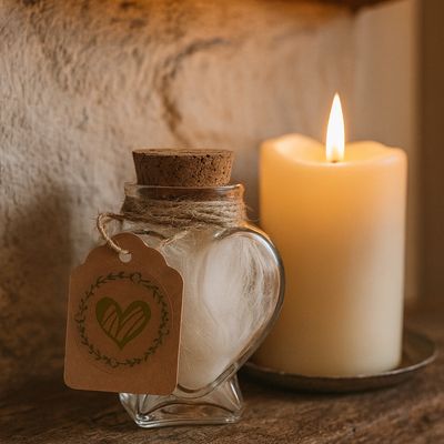 Heart-shaped glass jar for pets fur keepsake