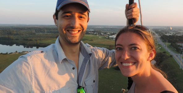 Happy Passengers on a Hot Air Balloon Flight