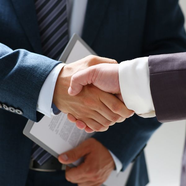 Two business people shaking hands