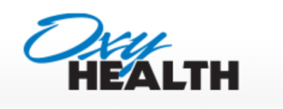 OxyHealth logo with blue and black text.