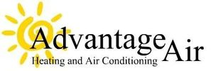 Logo for Advantage Air Heating and Air Conditioning featuring a sun graphic.