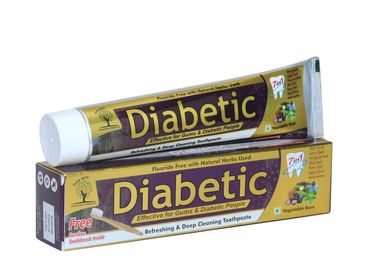 Diabetic toothpaste designed for gum and diabetic care with natural herbal ingredients.