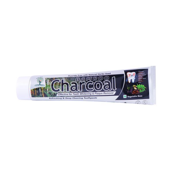 Bamboo charcoal toothpaste for whitening and plaque removal.