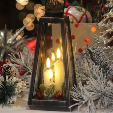 Elegant votive candleholders and realistic LED flameless holiday candles for a warm festive glow.
